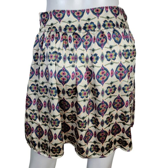 Vintage 90s Satin Mini Skirt Women Medium 8 Geometric A-line Formal Pockets Fall - Picture 4 of 14